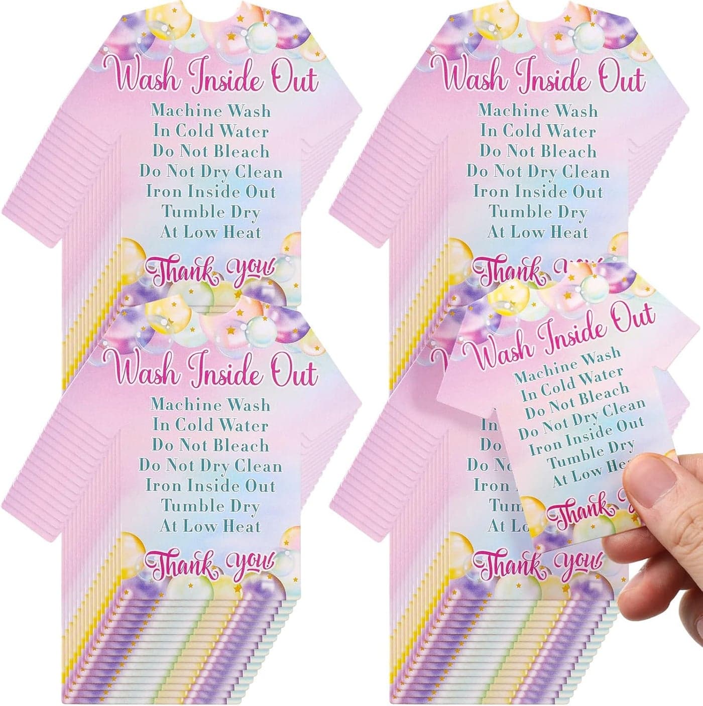 Sinmoe 300 Pieces T Shirt Washing Instructions Cards Customer Direction Shirt Care Wash Instructions Cards Small Business Supplies for Home Business Gifts
