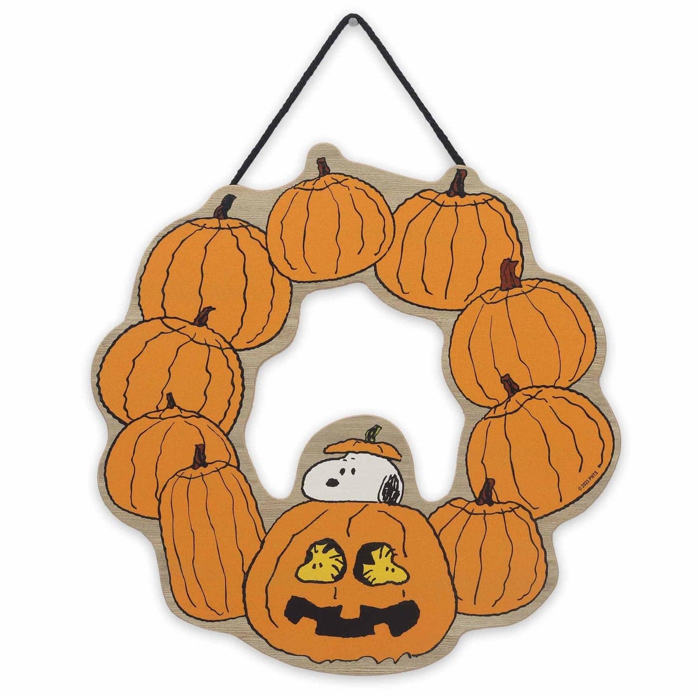 Peanuts Snoopy JackOLantern Halloween Wreath Hanging Wood Wall Decor Fun Snoopy Halloween Sign for Home