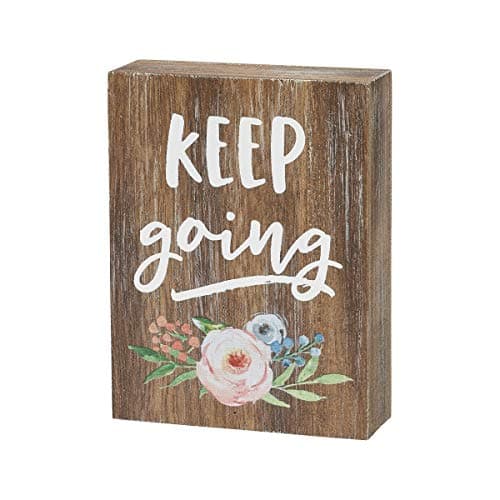 Inspirational Wood Grain Mini Block Sign, 4" (Keep Going)