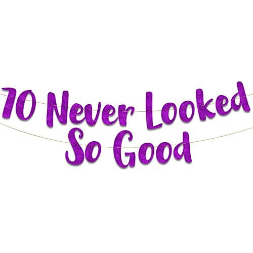 Festiko®70 Never Looked So Good Purple Glitter Banner - 70th Birthday Decorations and Supplies