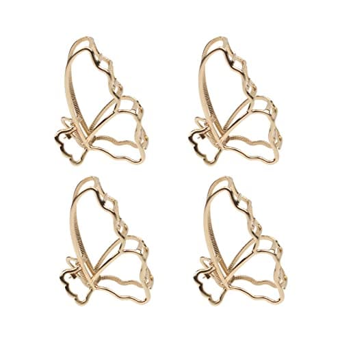 VinBee 4 PACK Gold Butterfly Hair ClipsGold Hair ClipsButterfly Claw ClipMetal HairClip Catch Barrette Jaw Clamp for Women Half Bun Hairclips for Thick Hairs 315 inch