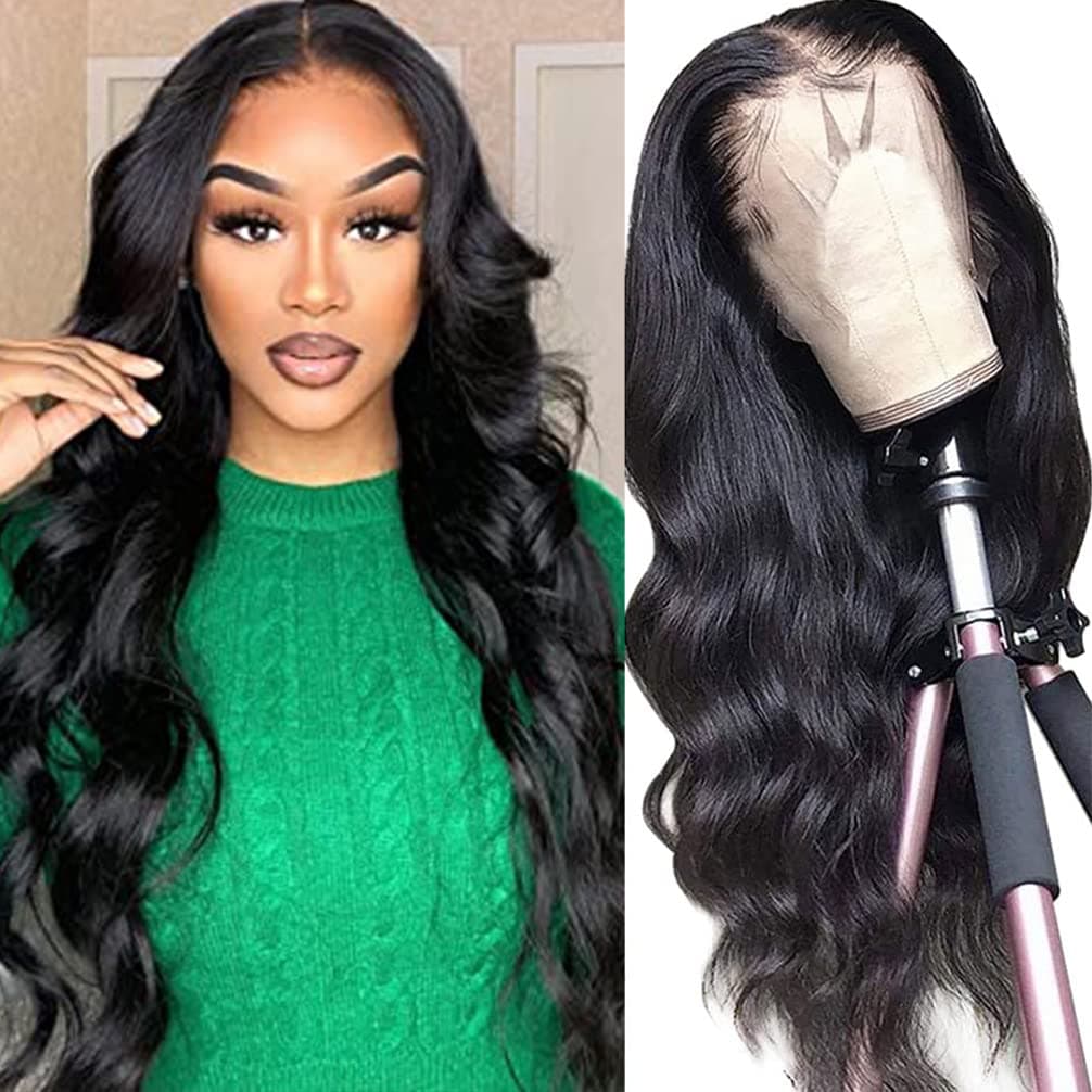 Srakuw 26 Inch 13X4 Lace Front Wigs Human Hair Pre Plucked Body Wave Wig Brazilian Human Hair Wigs for Black Women 180 Density HD Lace Frontal Wigs Human Hair