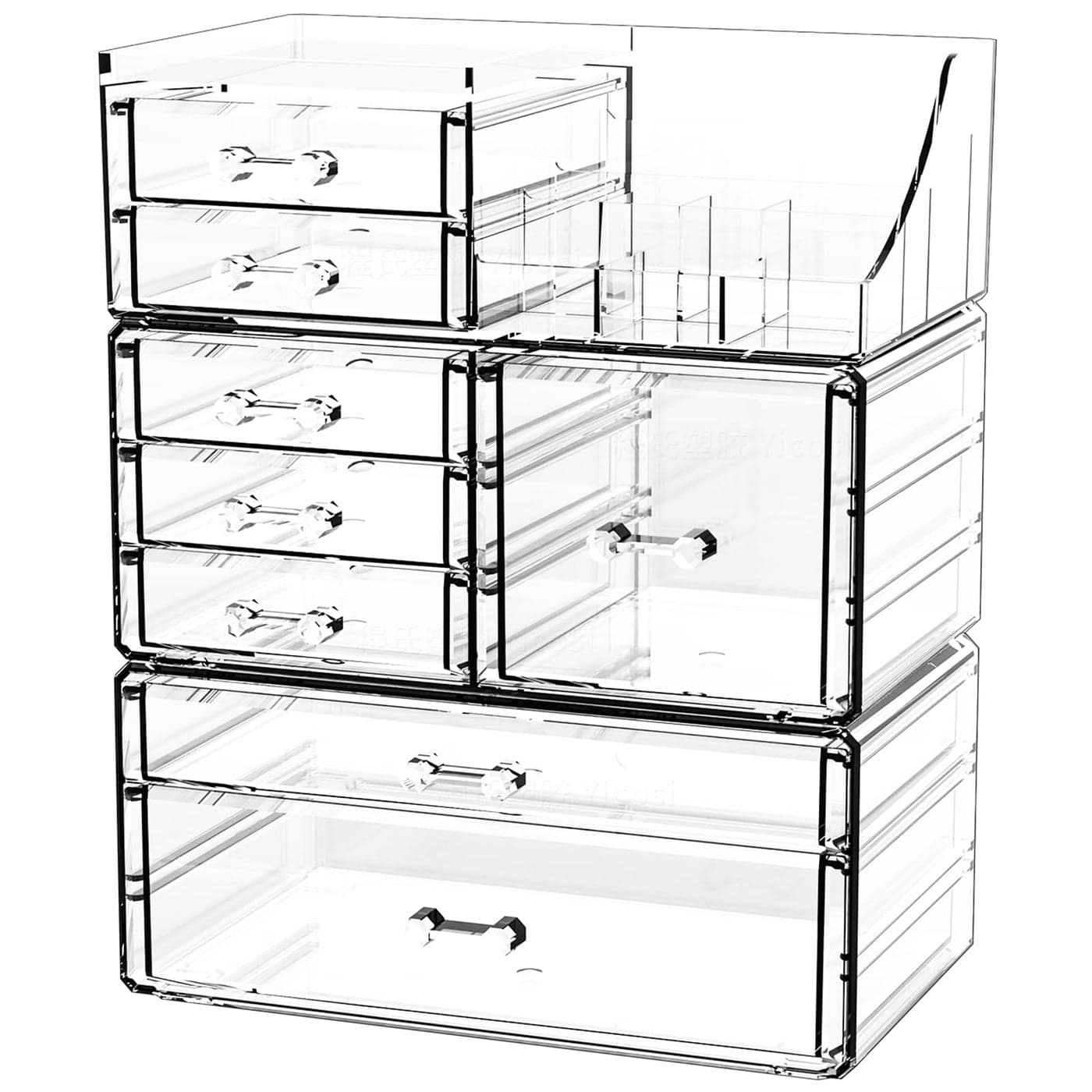 Acrylic Clear Makeup Organizer CountertopStackable Skincare Organizer for Vanity With 8 DrawersLarge Plastic Desk Accessories OrganizationBathroom Cosmetic Organizer Countertop for BeautySkin Care