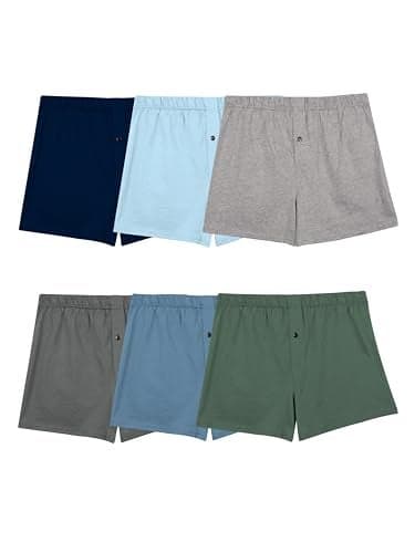 Fruit Of The Loom Mens Tag-free Boxer Shorts (Knit & Woven) Knit - 6 Pack - Assorted Solids, Small