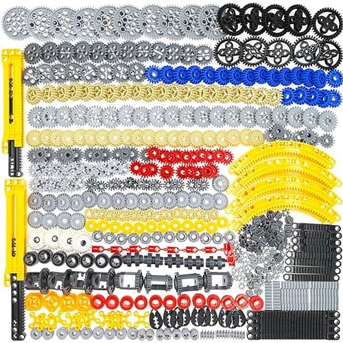 Technic Parts for Lego Kits 466 Pieces Car Gear Axle Pin Chain Link Tire Wheels Building Blocks Set Compatible with Major Brands