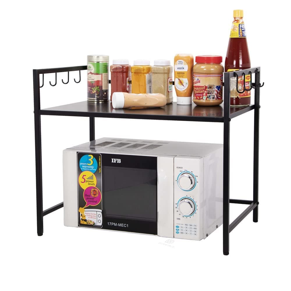 A To Z Hub Multipurpose Decorative And Kitchen Organizer Microwave Oven Stand With 8 Hook For KitchenOven Holder RackStand For KitchenKitchen Platform Top Oven Stand Single Tier Oven Mild Steel