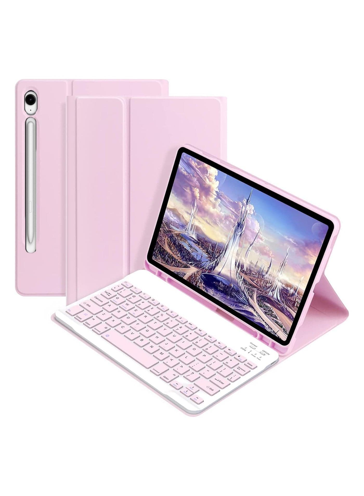 Arabic and English Keyboard Cover, Compatible with Samsung Galaxy Tab S10 FE Plus 13.1-inch 2025 Model (SM-X620/X626B) Slim PU Cover with Detachable Wireless Keyboard