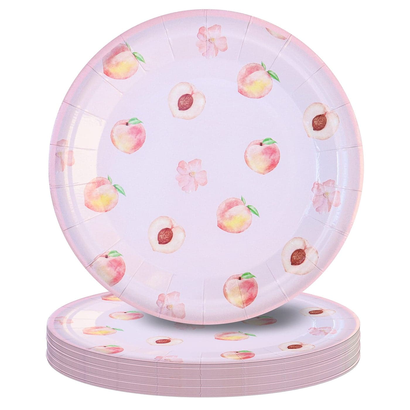 Pandecor 50 Pieces Peach Fruit Paper Dessert Plates7 Inches Disposable Sweet as a Peach Cake Plates for Birthday Party and Baby Shower