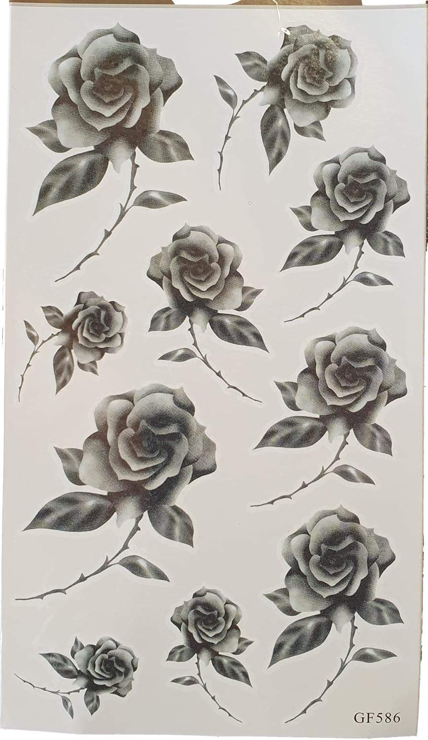 waterproof nontoxic temporary tattoo stickersWaterproof and sweat of men and women fashion sexy black and gray temporary tattoos Black rose