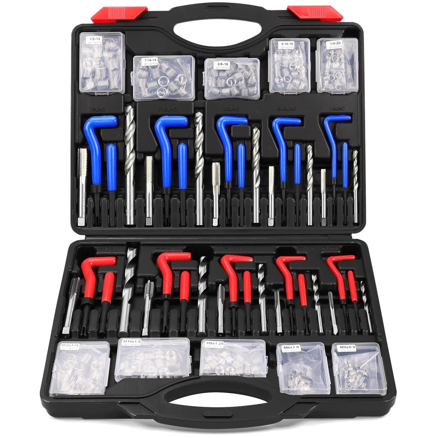 SEDY Helicoil Thread Repair Tool Kit 320Piece Metric SAE Heli Coil Rethreading Insert Drill Bits Spark Plug Automotive Engine Motor Stud Bolt Tap Universal Threaded Restorer Restoring Rethread