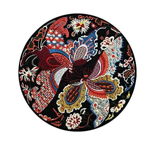 Chinese Famous Ethnic Embroidery Cloth Sticking Round Big Bird and Butterfly Flower Picture Back Glue Clothing Bag Accessory Embroidery Sticking Cloth(Color 2)