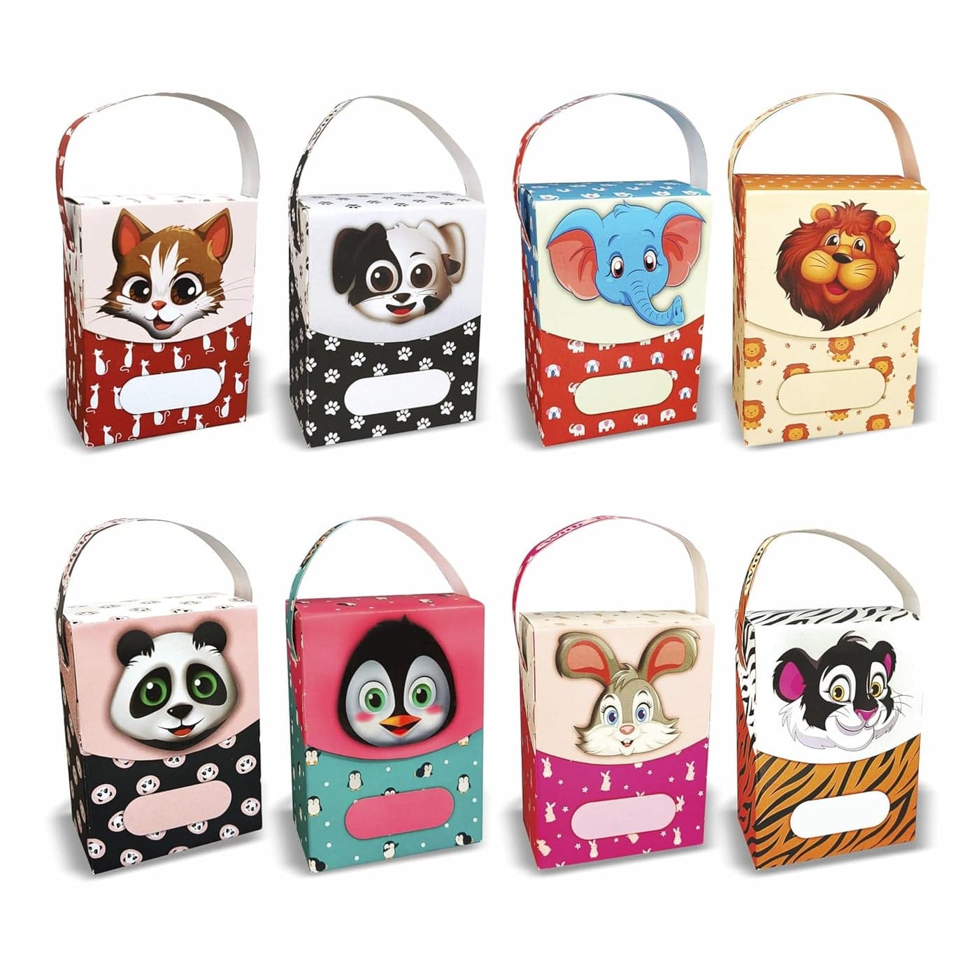 VESTTA ELEGANCE REDEFINED Small Gift Box Cute Animal Printed Folding Favor Box with textured UV For Birthday Return Gifts For Packing Chocolates Small Gifts Pack of 8 Animal Faces x 3 24