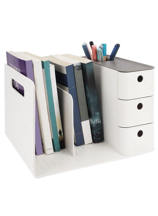 Desktop Storage Organiser, Desk Tidy Box with 3 Drawers - PP Plastic Multipurpose Storage Box - Desk Top Shelf Rack for Office Supplies, Files, Books, Pens, Stationery Home Essentials