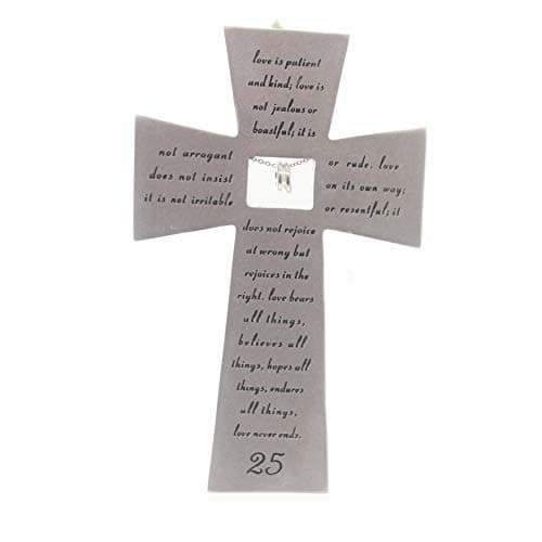 Roman Giftware Inc., Wedding & Anniversary, 7" H 25TH Anniversary WALLCROSS,Religious, Inspirational, Durable (1x4x7)