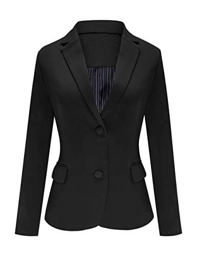 luvamia Women's Long Sleeve Formal Notch Lapel Button Down Blazer Pockets Jacket Black Size XXL