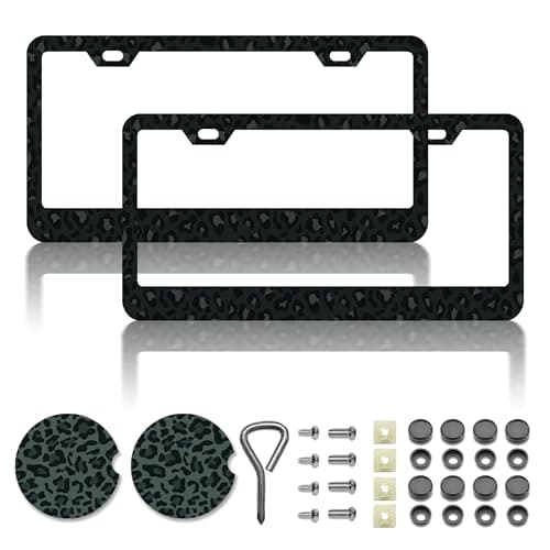 Black Leopard Print Printing License Plate FramesLeopard Car Accessories for Women MenCute License Plate HolderBlack Leopard Print LoverFits Standard US Vehicles Size 122 x 6 Inch