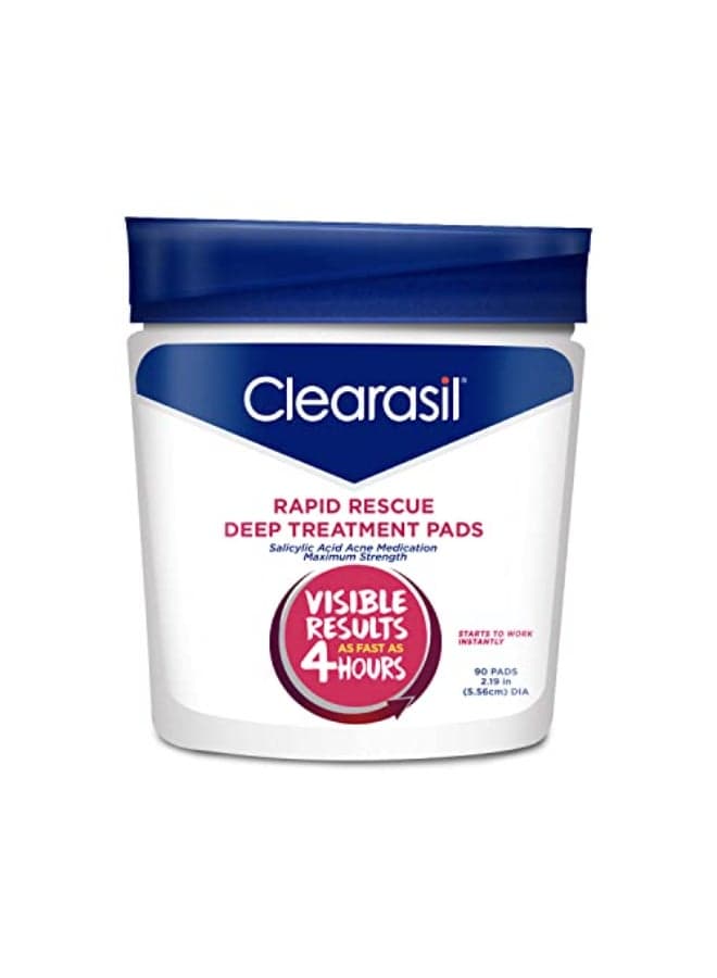 Clearasil Rapid Rescue Deep Treatment Acne Face Pads Maximum Strenght with 2 Salicylic Acid Acne Treatment Medicine 90 Count