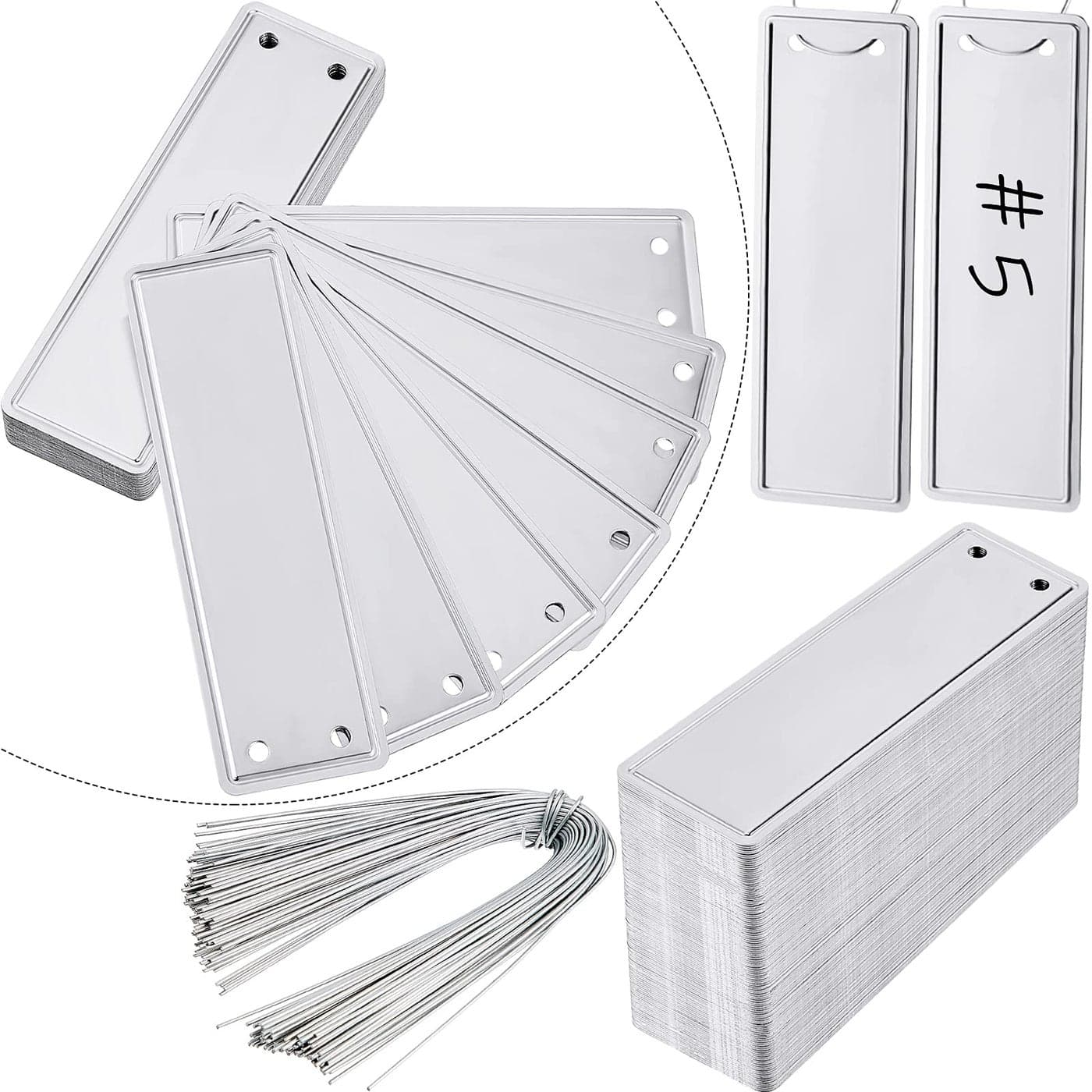 Ripeng Aluminum Metal Plant Labels Tree Tags with Metal Wires Double Sided Write for Plant Markers Outdoor Identification and Greenhouse(120 Pieces)