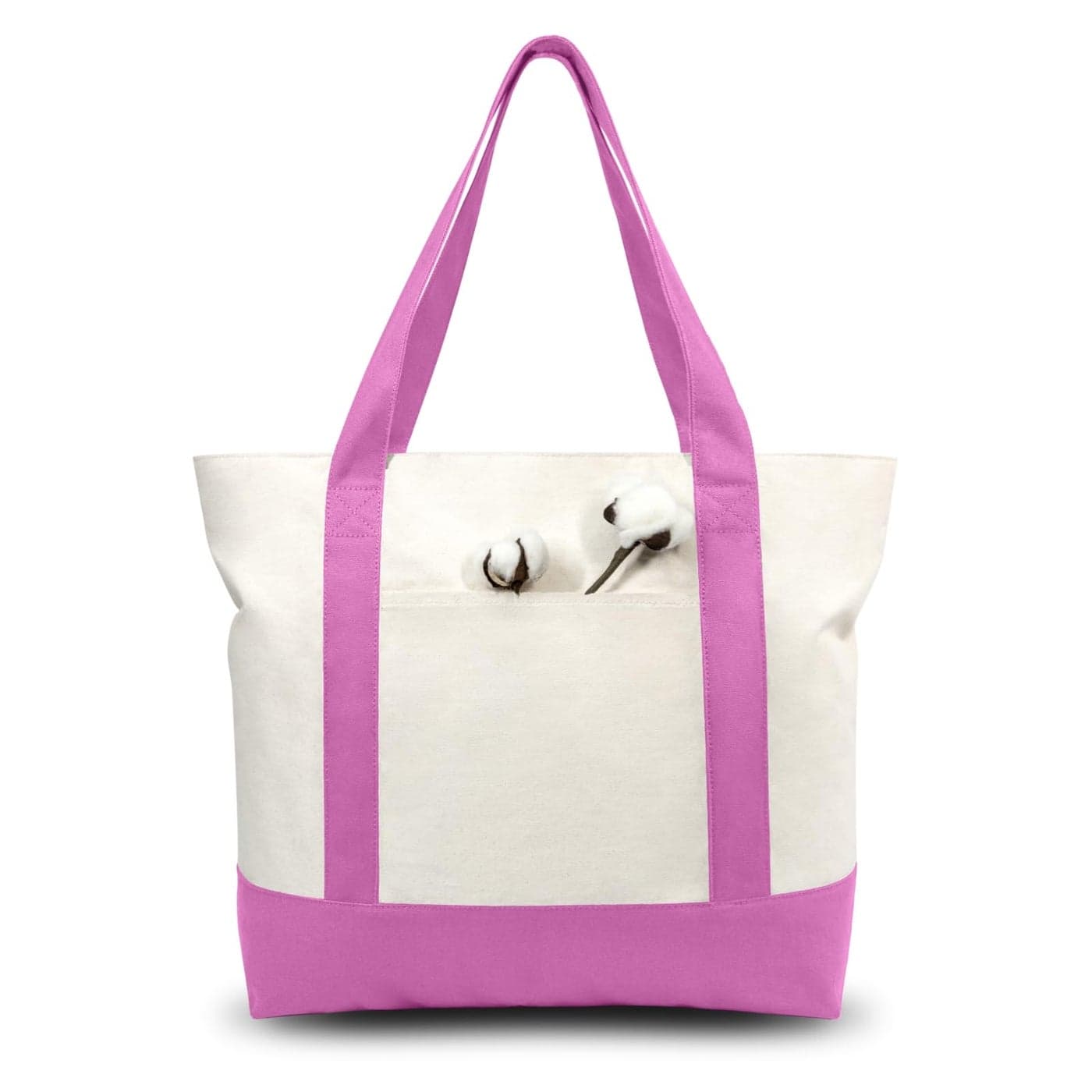 TOPDesign 1Pack Canvas Tote Bag with an External Pocket Reusable Grocery Shopping Bag Top Zipper Closure Daily Essentials Light PurpleNatural