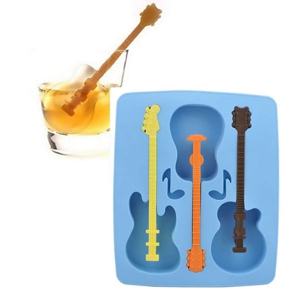 THE QUIRK BOX Flexible Silicon Icetray Guitar Ice Tray for Party Home and Kitchen - Set of 2