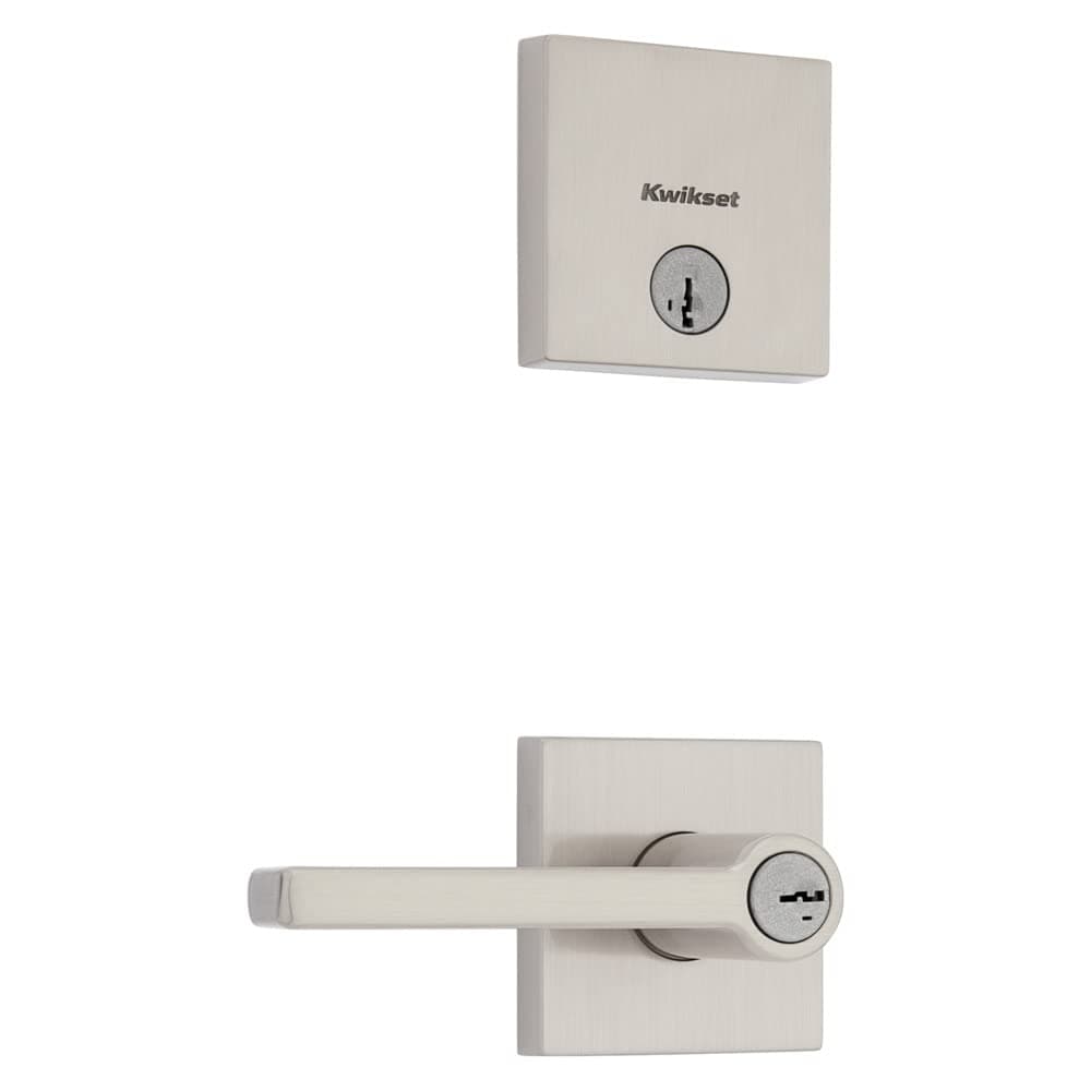 Kwikset 991 Halifax Keyed Entry Lever and Single Cylinder Deadbolt Combo Pack Featuring SmartKey and Microban in Satin Nickel