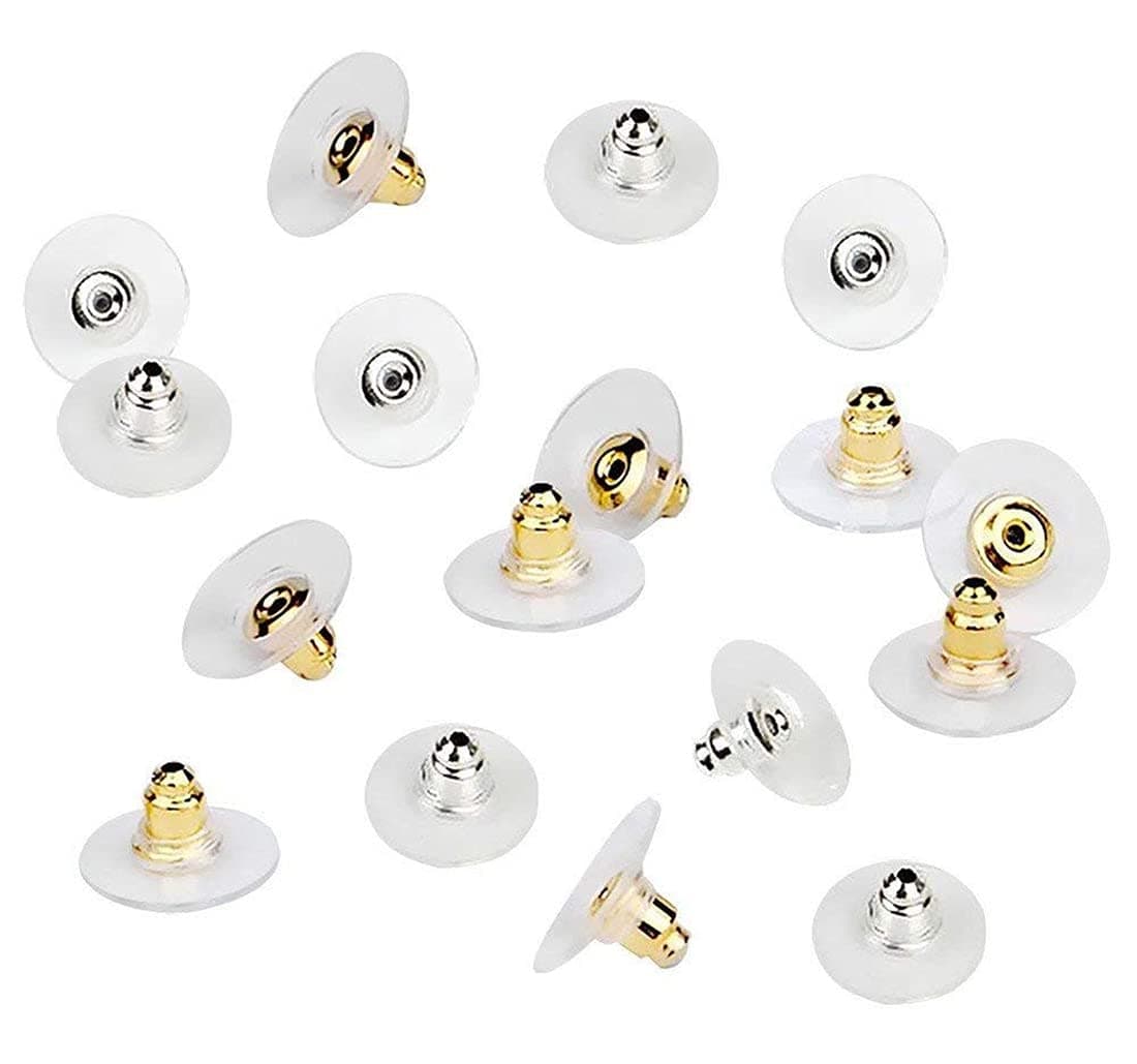 DIY Crafts 300, Silver's, Pairs Bullet Clutch Earring Backs with Pad Earring Safety Backs (Silver; Gold; Clear & Flat Clear) Earring Back For A (300, Silver's)