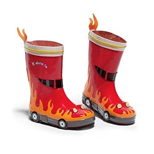 Kidorable Little Boys' Fireman Rain Boots, Red, 9 M US Toddler