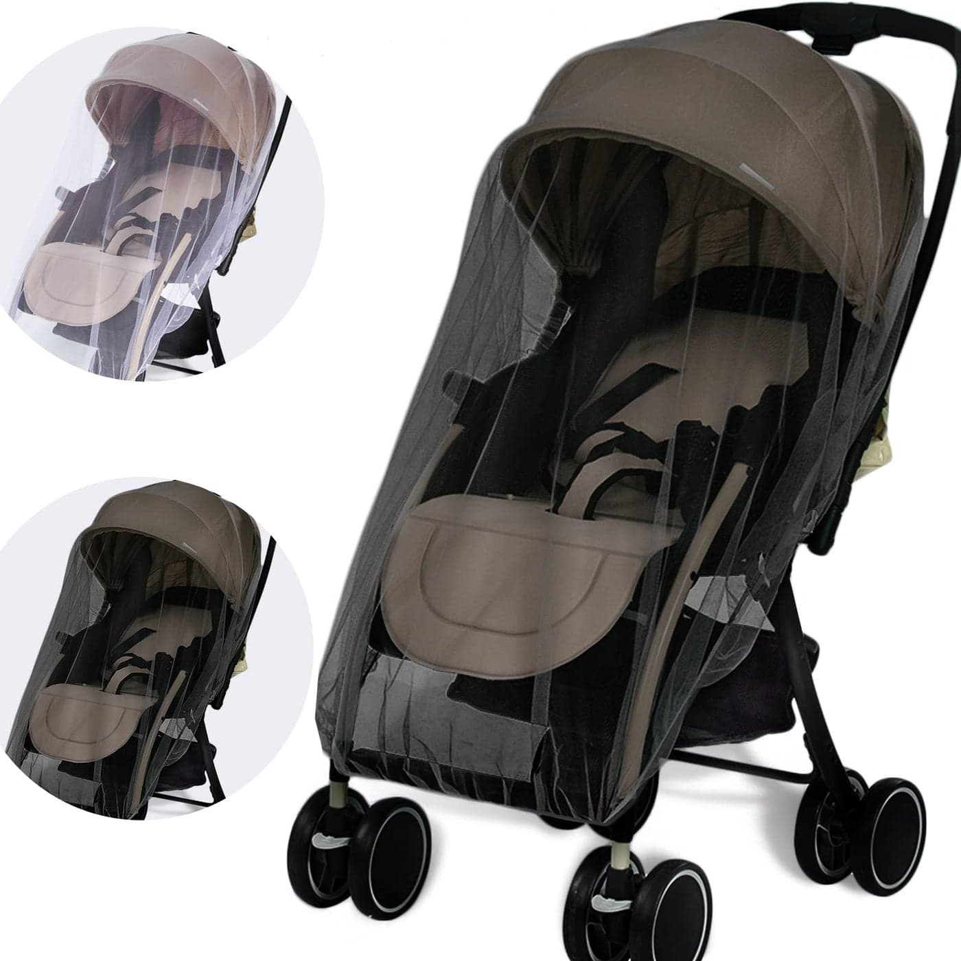 Mosquito Net for Stroller Protective 2Packs Perfect Bug Net for Strollers Bassinets Cradles PlayardsPack N Plays and Portable Mini Crib WhiteGrey