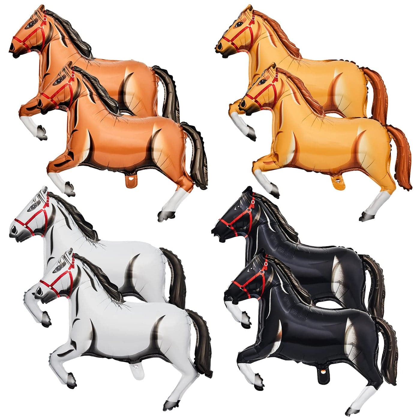 8 Pieces 30 Inches Horse Balloon Aluminum Foil Inflatable Horse Party Decoration Western Themed Balloons for Cowboy Birthday Baby Shower