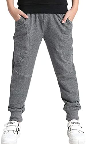 BINPAW Kids Cotton Pull On Active Sports Basic Jogger Sweat Pants for Little Boys & Big Boys, Grey, Age 4T-5T (4-5 Years) = Tag 120