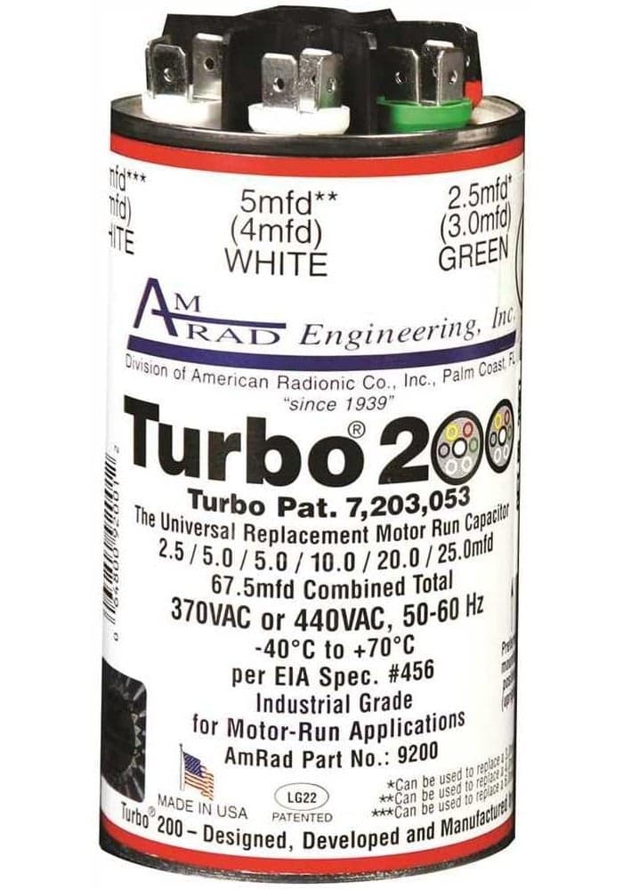 AMRAD Turbo 200 Universal Motor Run Capacitor - 67.5 MFD, 440V