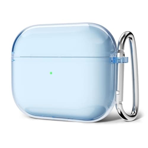Svanove for Airpods 4 Case Clear Hard Plastic, Transparent Simple Cute Airpods 4th Generation Case with Keychain, Girly Y2k Aesthetic Trendy Airpods Cover Accessories for Women Girl, Light Blue