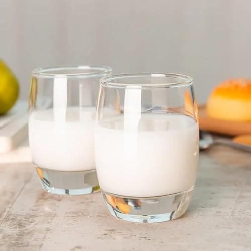 Jinelza Italian Juice Glasses Set of 6, Transparent, 200ml, Medium Size Tumbler Oval Glasses for Drinking Juice, Water, Sharbat and Cocktails, Water Glass Set of 6