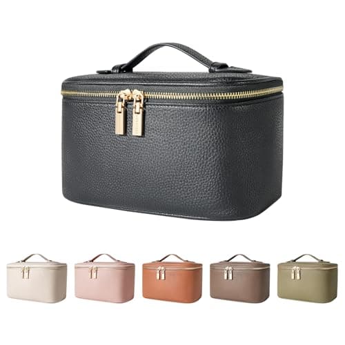 Cosmetic Bag,ROWNYEON Makeup Bag,Portable Makeup Train Case,Travel Toiletry Bag Case Organizer for Women,Black