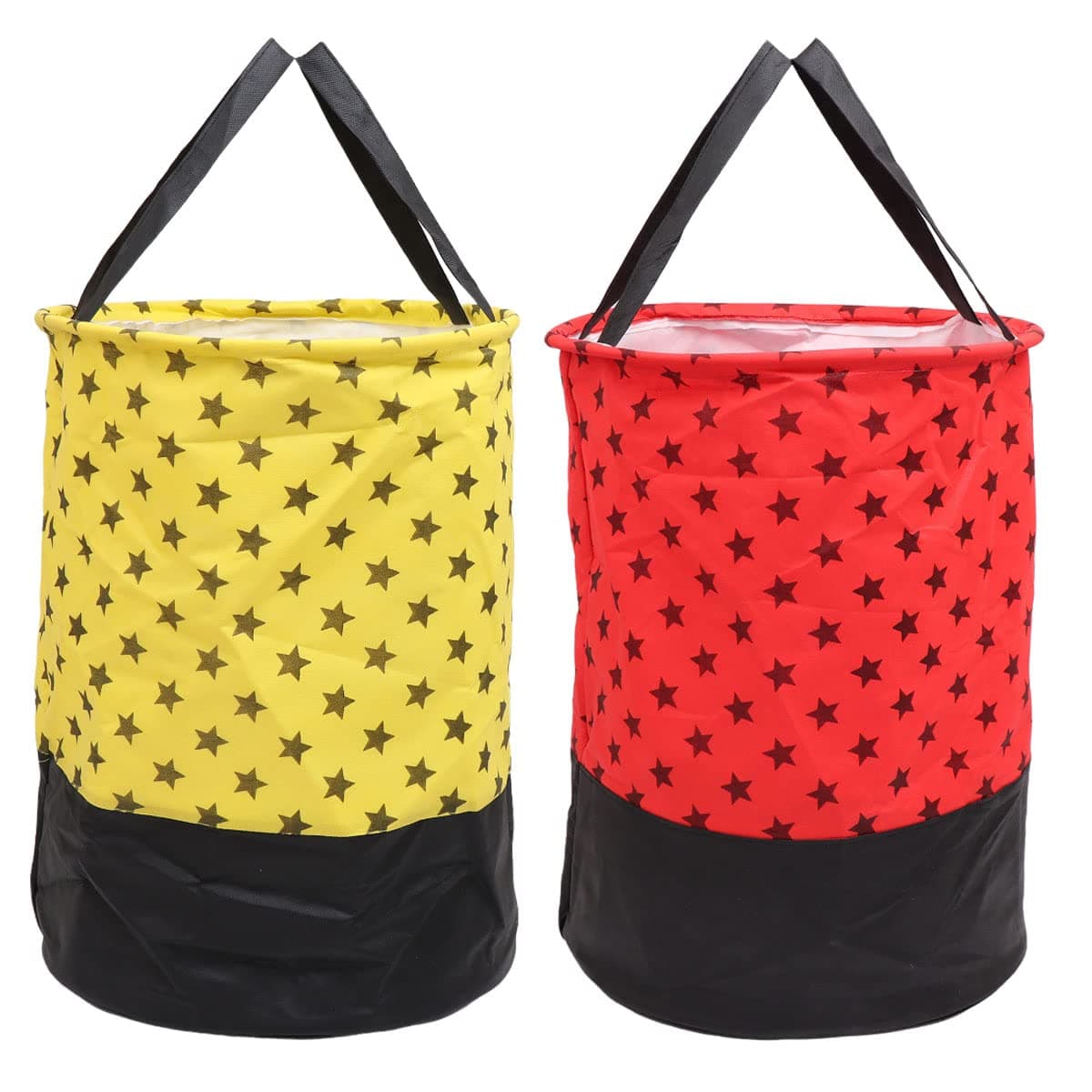 Bb Backbenchers Big Size Laundry Bag Foldable Collapsible Round Basket with Easy to Carry Handle Zipper Lid for Home Dorms Hostel Toy Storage Clothes Multicolor Print50 liters PACK OF 2