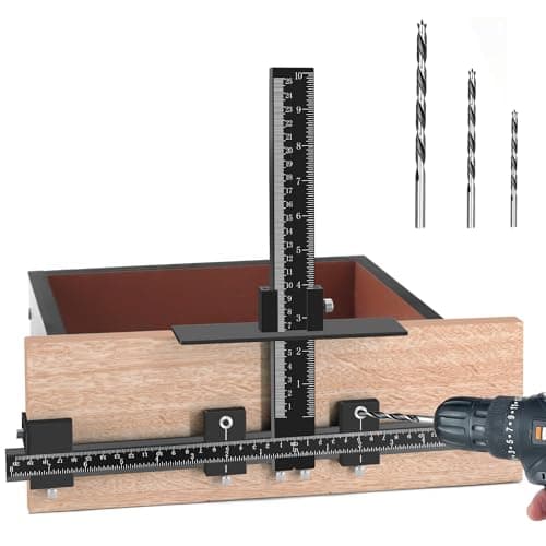King&Charles Cabinet Hardware Jig, Aluminum Alloy Cabinet Handle Jig with 3 pcs Point Wood Drils Bits, Use for Handles Pulls Knobs on Drawers/Doors, Wood Drilling Dowelling Guide Set.