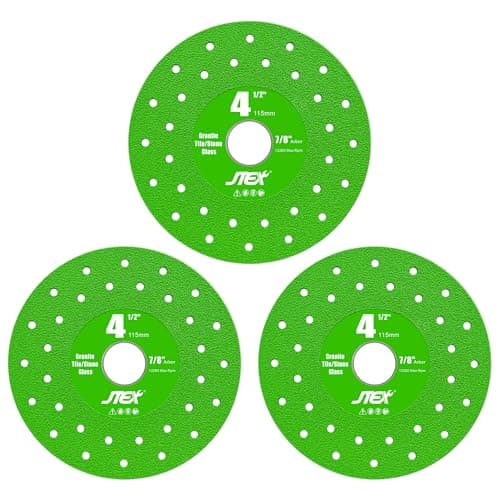 JTEX 4-1/2" Rock Slab Grinding Disc for Angle Grinder, 7/8" Arbor, Ultra-Thin Versatile for Rock, Tile, Marble, Granite, Porcelain, Masonry, Glass (3-Pack)