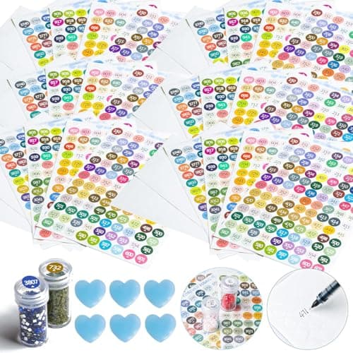 Diamond Painting Labels as Diamond Painting Accessories for Beads Art Storage 447 Color Number Label Stickers for Jars Labels for Containers with Blank Label and Wax6 Set