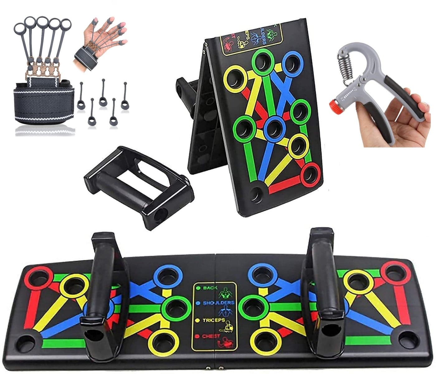 ODDISH Way to fitness Push Up Board with Hand Grip Strengthener & Finger Exerciser | Foldable Push-Up Board for Chest, Back, Arms Workout | Home Gym Fitness Equipment for Men & Women (Finger)