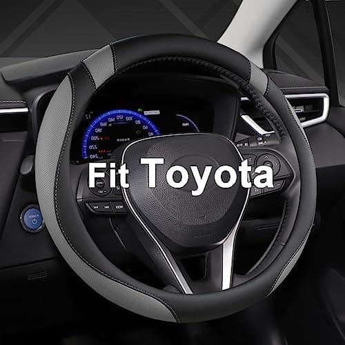 West Llama Customized Auto Car Steering Wheel Cover for Toyota Rav4 Corolla Camry Highlander (Black+Gray-Standard Size)