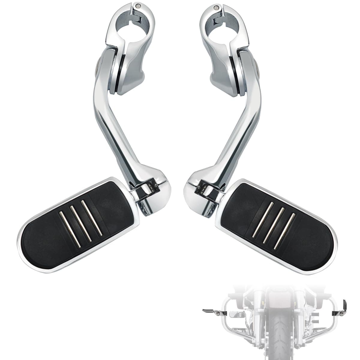 FOVPLUE 125 Highway FootpegsLong Angled Adjustable Highway Pegs wMounts for Harley Touring Street Glide Electra Glide Road King Softail CVO Dyna Trike VRSC Sportster w32mm Engine GuardChrome3