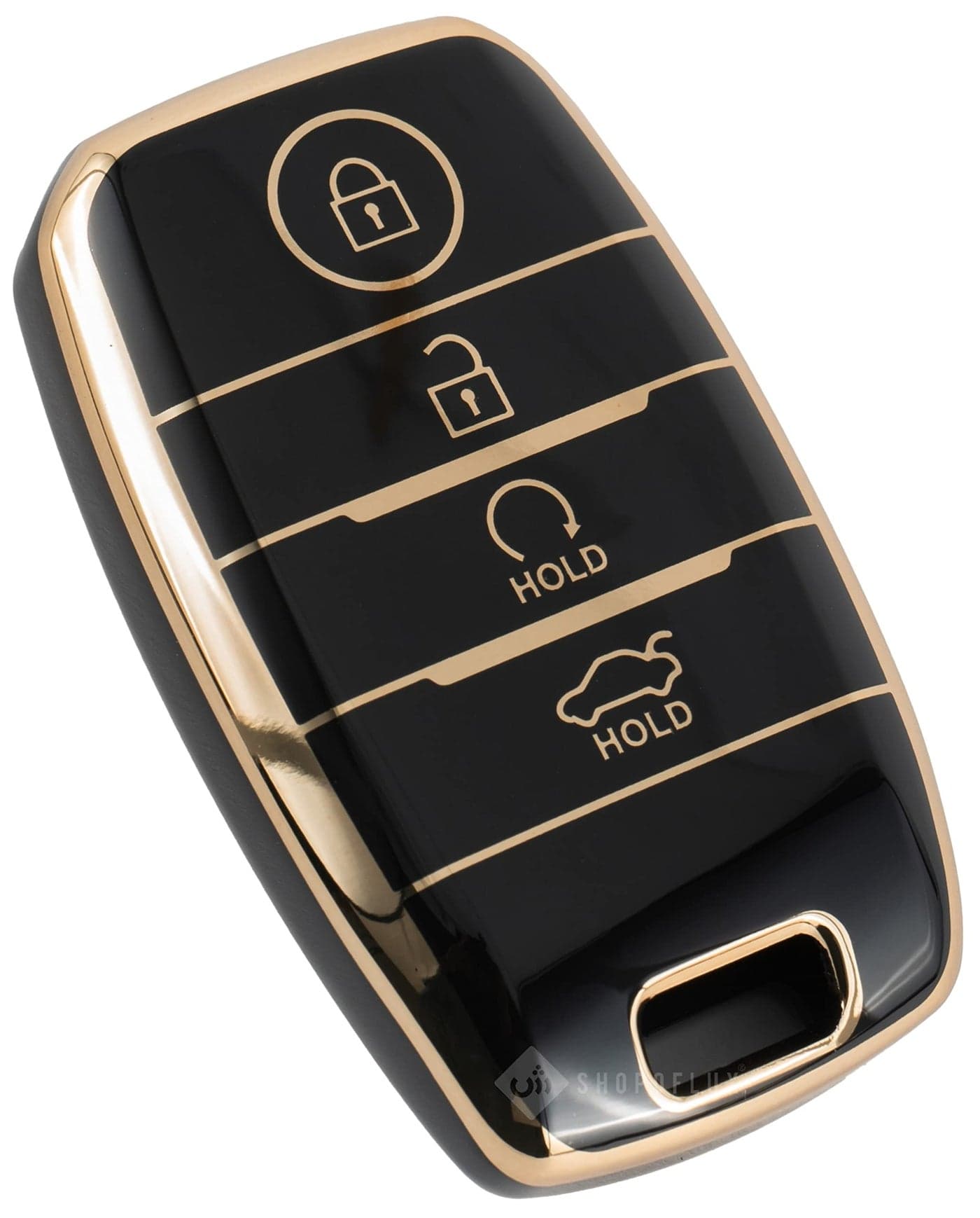 SHOPOFLUX TPU Key Cover Compatible with Kia Seltos | Sonet | Carens 4 Button Smart Key (Black)