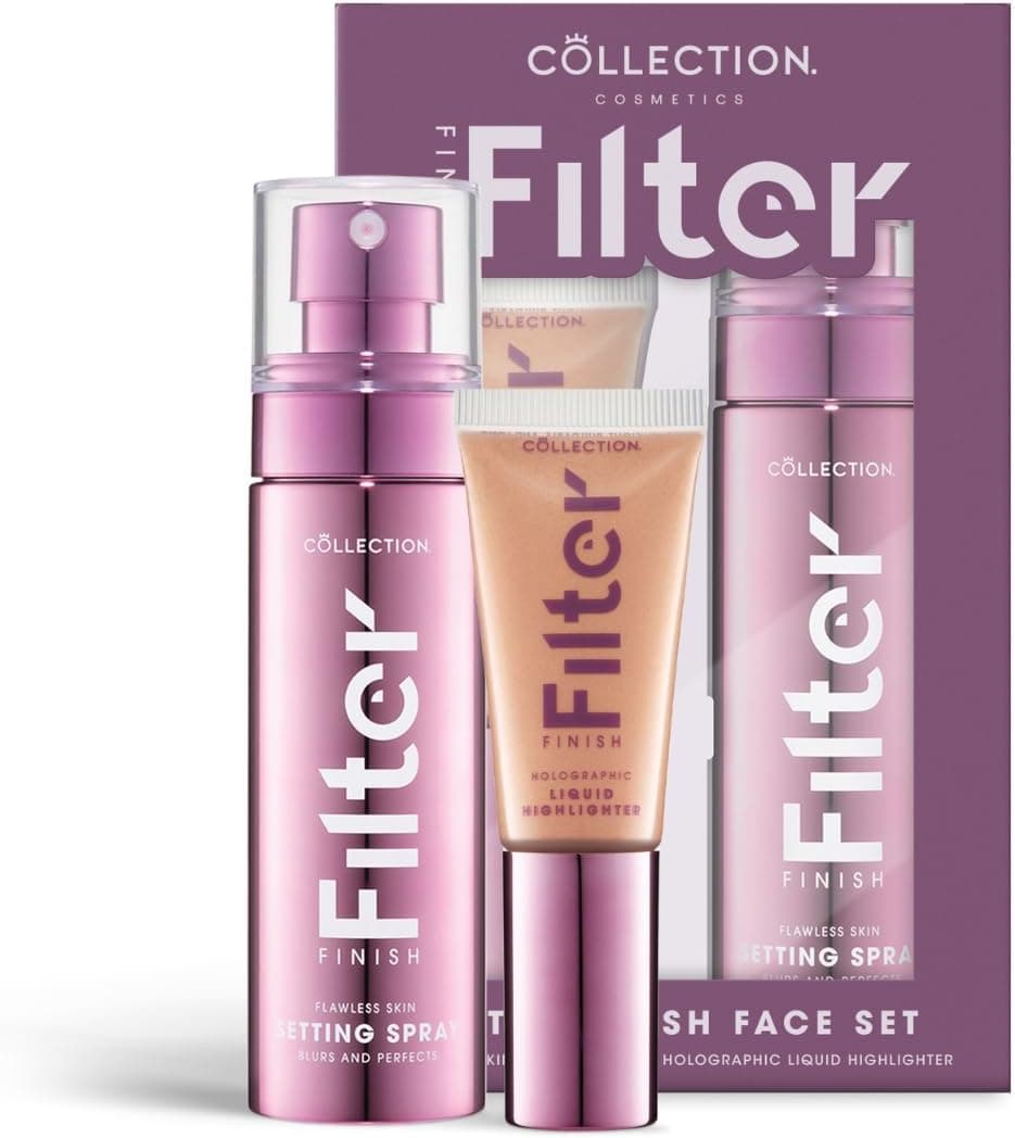 Collection Cosmetics Filter Finish Face Set Illuminating Liquid Highlight Long Lasting Setting Spray Instant Glowy Skin Makeup Gift Set
