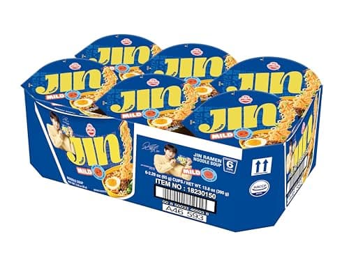 OTOKI Jin Ramen Mild Cup Noodles – Authentic Korean Instant Cup Ramen with 13-Hour Simmered Beef Bone Broth, Savory & Smooth Flavor, Ready in 4 Minutes, 2.29 Ounce (Pack of 6)