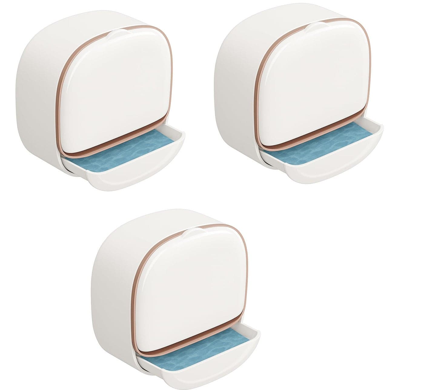 ELMVIA Wall Mounted Soap Dish Holder with Drain Tray | Self-Adhesive Bathroom Soap Stand | Quick Dry Hygienic Soap Holder for Bathroom, Kitchen & Wash Basin ((White - 3 PCS))