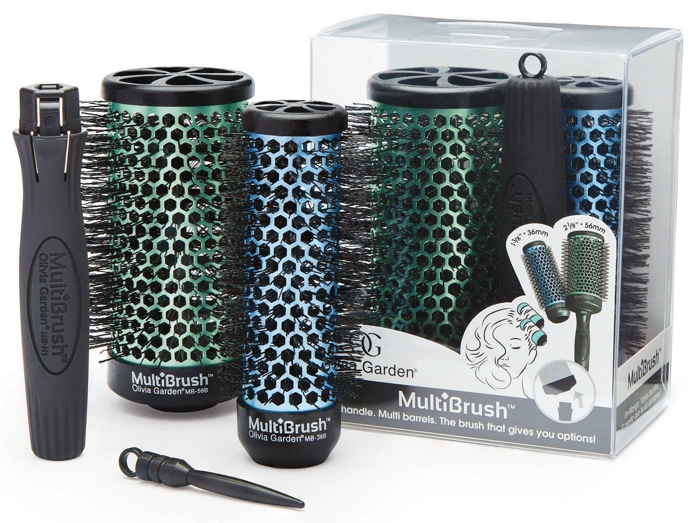Olivia Garden MultiBrush Detachable Thermal Styling Hair Brush MBKT01 3Piece Kit