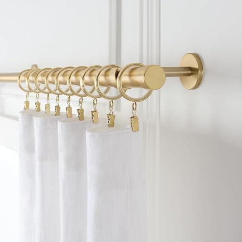 HASTHIP® 10Pcs Golden Curtain Ring Clips Openable Curtain Ring Clips for Quick Curtain Change or Installation 3.2cm Diameter Metal Curtain Rings for Window Curtain, Shower Curtain, Drapes