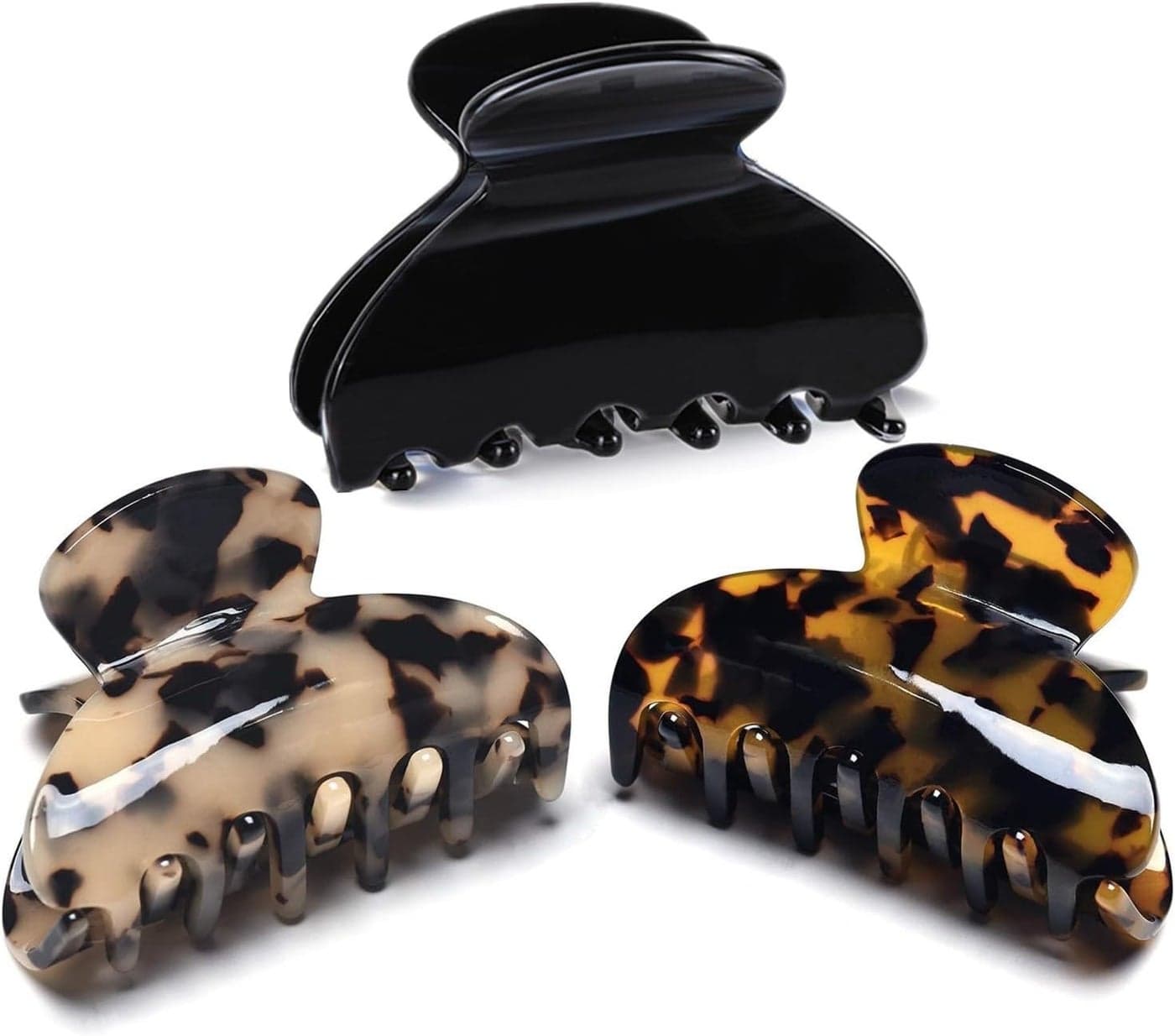 FSMILING Medium Hair Claw Clips For Fine HairNonslip Small Claw Hair Clips For Women Thin Thick HairCelluloid Tortoise Hair Clip Jaw Claw Clamp ClutcherBlack tortoise light tortoise