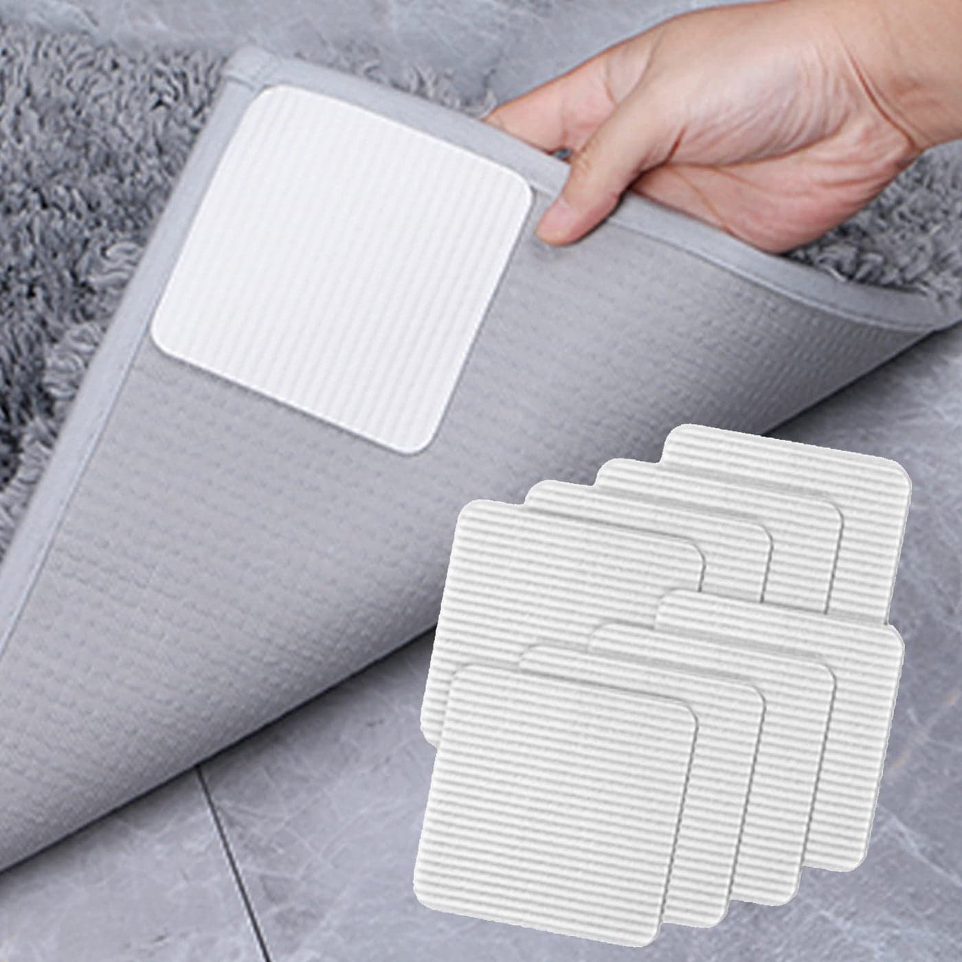 FuKuEn Anti Slip Rug Pad Grippers 8 Pcs Vacuum Technology Carpet Gripper for Hardwood Floors Anti Curling Carpet Grips Washable Non Slip Area Rug Stopper 10x10cm
