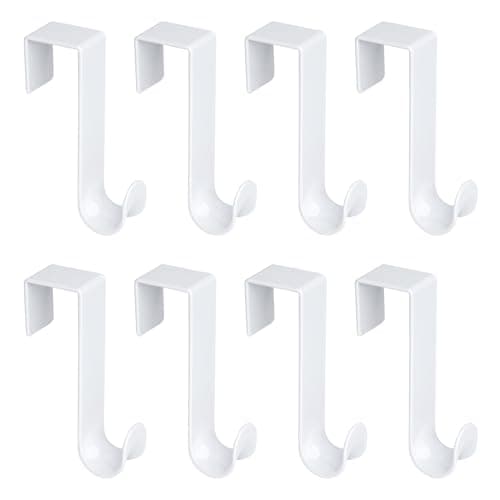 NewTalent 8 Pcs Plastic Over The Door Hooks (White), Over-The-Door Hanger Hook Set